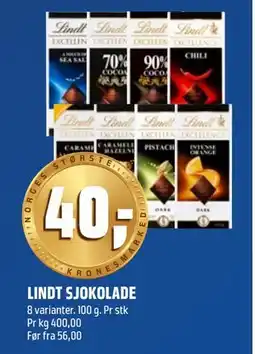 Coop Obs LINDT SJOKOLADE tilbud