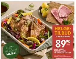Coop Mega COOP MEGAS FERSKE NAKKEOG SVINEKOTELETTER tilbud
