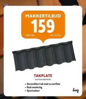 Byggmakker TAKPLATE tilbud