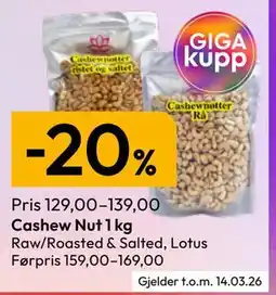 Gigaboks Cashew Nut 1 kg tilbud