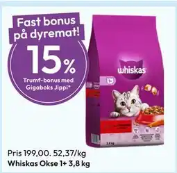 Gigaboks Whiskas Okse 1+ 3,8 kg tilbud