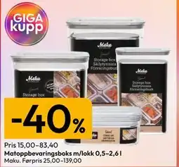 Gigaboks Matoppbevaringsboks m/lokk 0,5–2,6 l tilbud