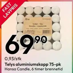Gigaboks Telys aluminiumskopp 75-pk tilbud