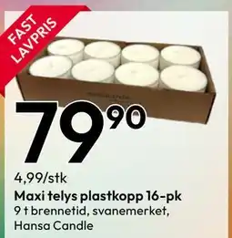 Gigaboks Maxi telys plastkopp 16-pk tilbud