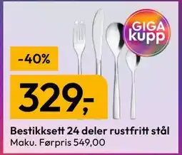 Gigaboks Bestikksett 24 deler rustfritt stål tilbud