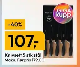 Gigaboks Knivsett 5 stk stål tilbud