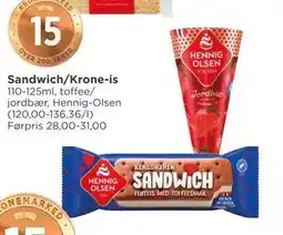 Meny Sandwich/Krone-is tilbud