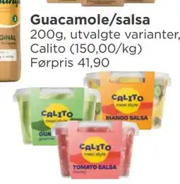 Meny Guacamole/salsa tilbud