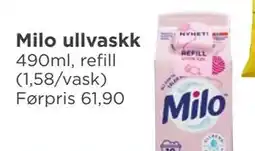 Meny Milo ullvaskk tilbud
