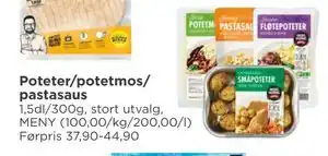 Meny Poteter/potetmos/ pastasaus tilbud