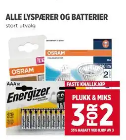 Meny ALLE LYSPÆRER OG BATTERIER tilbud
