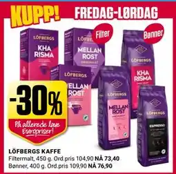 Europris LÖFBERGS KAFFE tilbud