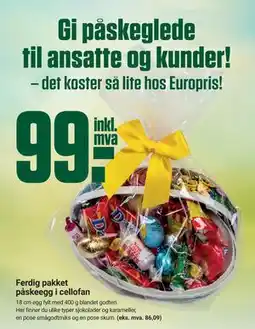 Europris Ferdig pakket påskeegg i cellofan tilbud