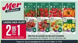 Europris FRØ FRA BLOSSOM OG NELSON GARDEN! tilbud