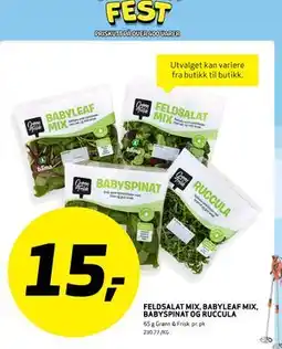 Bunnpris FELDSALAT MIX, BABYLEAF MIX, BABYSPINAT OGRUCCULA tilbud