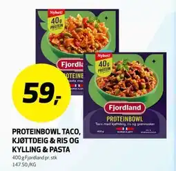 Bunnpris PROTEINBOWL TACO, KJØTTDEIG & RIS OG KYLLING & PASTA tilbud