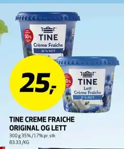 Bunnpris TINE CREME FRAICHE ORIGINAL OG LETT tilbud