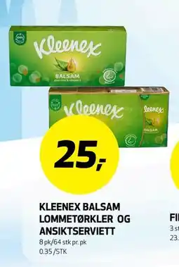 Bunnpris KLEENEX BALSAM LOMMETØRKLER OG ANSIKTSERVIETT tilbud