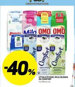Bunnpris UTVALGTE OMO, MILO, BLENDA OG COMFORT tilbud