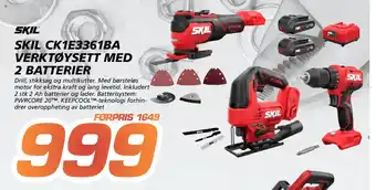 Coop Byggmix Skil ck1e3361ba verktøysett med 2 batterier tilbud