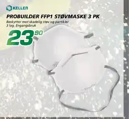 Coop Byggmix Kellen probuilder ffp1 støvmaske 3 pk tilbud