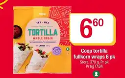 Coop Extra Coop tortilla fullkorn wraps 6 pk tilbud