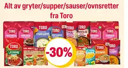 Coop Extra Alt av gryter/supper/sauser/ovnsretter fra Toro tilbud