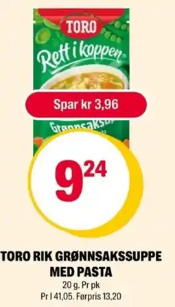 Coop Extra Toro Rik grønnsakssuppe med pasta tilbud