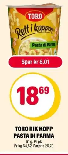 Coop Extra Toro Rik kopp pasta di parma tilbud