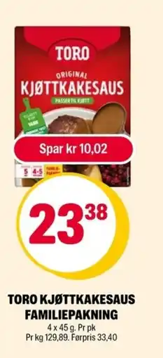 Coop Extra Toro kjøttkakesaus familiepakning tilbud