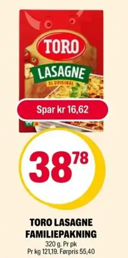 Coop Extra Toro lasagne familiepakning tilbud