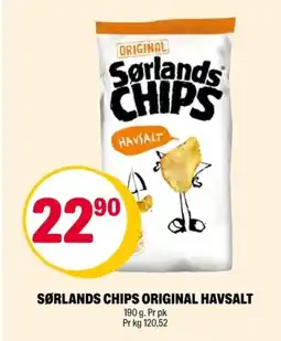 Coop Extra Sørlands chips original havsalt tilbud