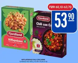Rema 1000 Fjordland Bifflapskaus/chili con carne tilbud