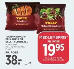 Meny TULIP Middagsfrikadeller frikadeller eller schnitzel tilbud