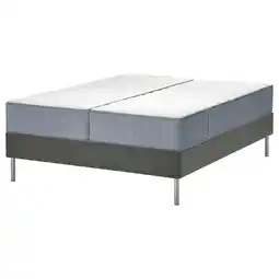 IKEA LyngÖr Kontinentalseng, Vågstranda fast/medium/lys blå mørk grå, 160x200 cm tilbud