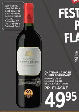 Meny Chateau la rose du pin bordeaux tilbud