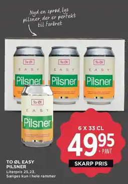 Meny TO ØL Easy pilsner tilbud