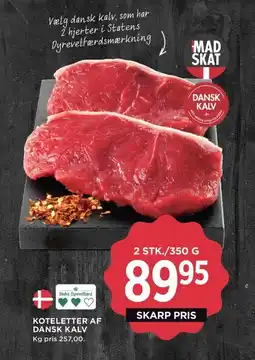 Meny Koteletter af dansk kalv tilbud