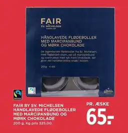 Meny FAIR By sv. michelsen håndlavede flødeboller med marcipanbund og mørk chokolade tilbud