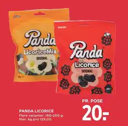 Meny PANDA Licorice tilbud