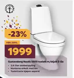 Megaflis Gustavsberg Nautic 5500 toalett m/skjult S-lås tilbud