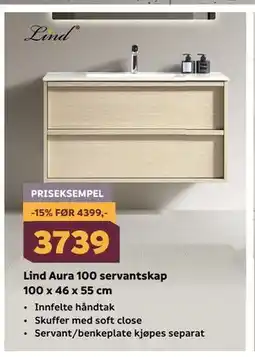Megaflis Lind Aura 100 servantskap 100 x 46 x 55 cm tilbud