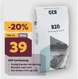 Megaflis B20 tørrbetong tilbud