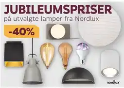 Megaflis 40% på utvalgte lamper fra Nordlux tilbud