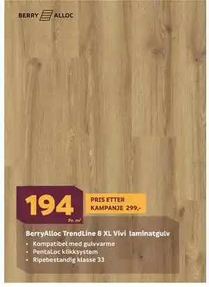 Megaflis BerryAlloc TrendLine 8 XL Vivi laminatgulv tilbud