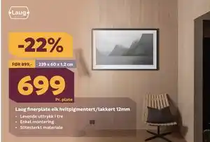 Megaflis Laug finerplate eik hvitpigmentert/lakkert 12mm tilbud