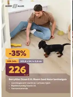 Megaflis BerryAlloc Ocean 8 XL Bloom Sand Natur laminatgulv tilbud