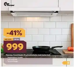 Megaflis Thermex Trend Model 20 uttrekkshette med motor hvit tilbud