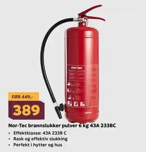 Megaflis Nor-Tec brannslukker pulver 6 kg 43A 233BC tilbud