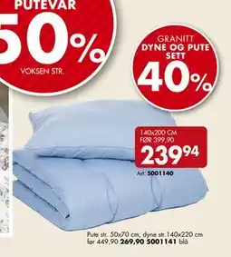 Sparkjøp GRANITT DYNE OG PUTE SETT tilbud